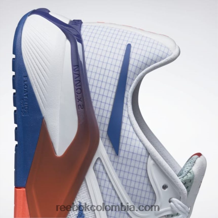 hombres ftwr blanco/vector azul/naranja bengala zapatillas de entrenamiento nano x2 para hombre Reebok D260LP1046