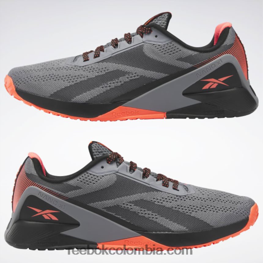 hombres núcleo negro/gris puro 5/naranja llamarada zapatillas de entrenamiento nano x1 para hombre Reebok D260LP1044