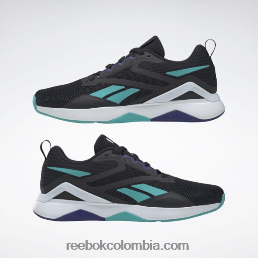 hombres negro básico/gris puro 8/verde azulado clásico zapatillas de entrenamiento nanoflex tr 2.0 hombre Reebok D260LP1128