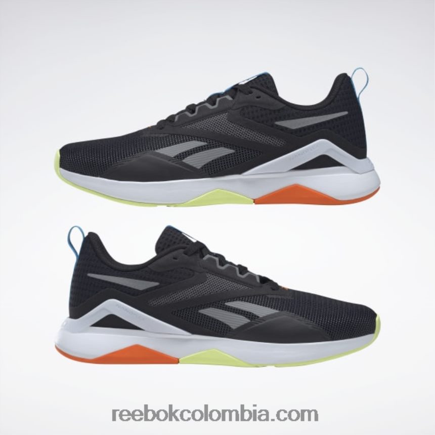 hombres negro núcleo/gris puro 6/naranja aplastante s23-r zapatillas de entrenamiento nanoflex tr 2.0 hombre Reebok D260LP1199