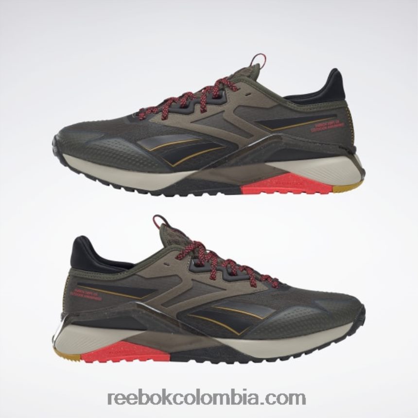 hombres verde militar/núcleo negro/cereza neón zapatillas de entrenamiento nano x2 tr adventure hombre Reebok D260LP1054