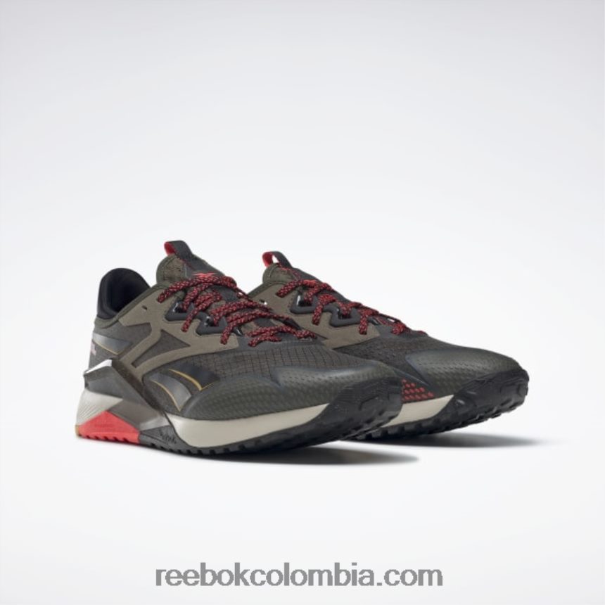 hombres verde militar/núcleo negro/cereza neón zapatillas de entrenamiento nano x2 tr adventure hombre Reebok D260LP1054