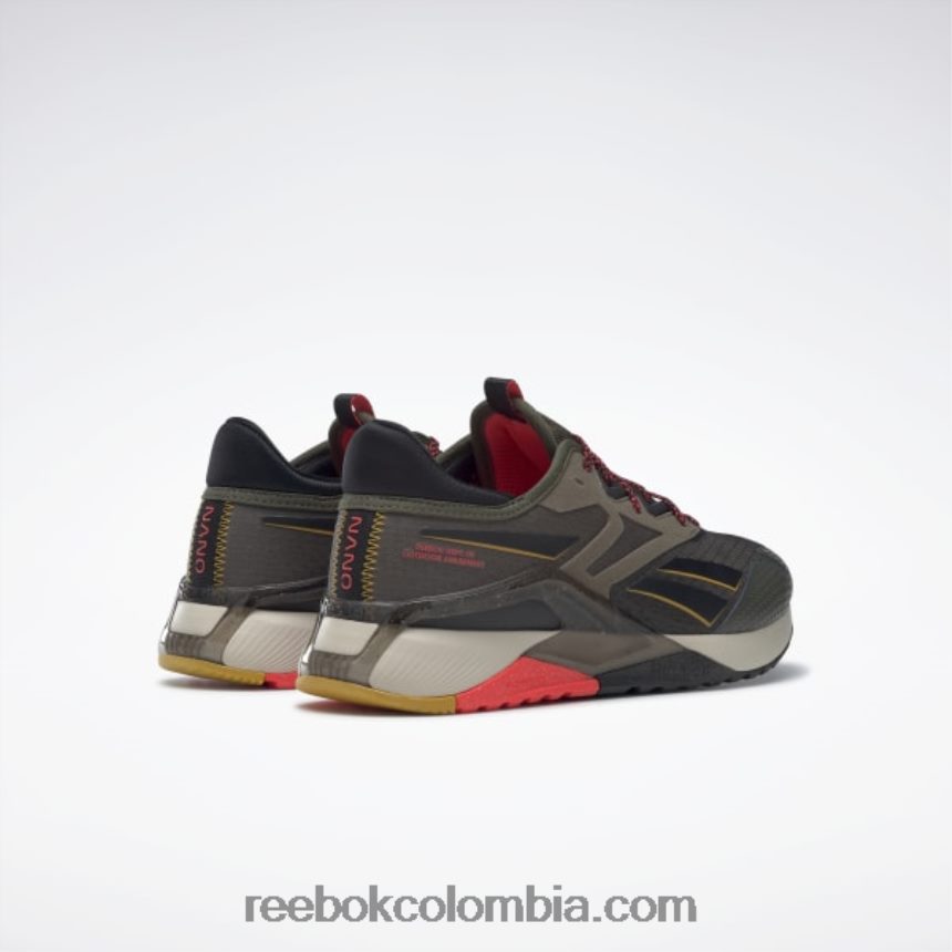 hombres verde militar/núcleo negro/cereza neón zapatillas de entrenamiento nano x2 tr adventure hombre Reebok D260LP1054