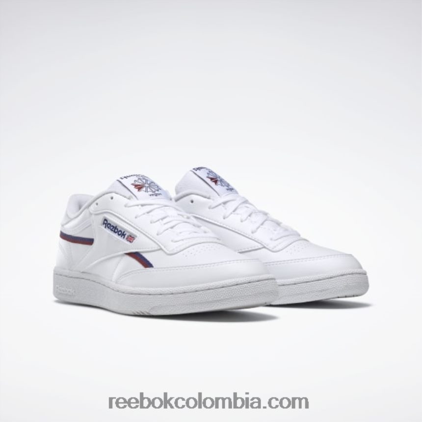 hombres blanco ftwr/cobalto clásico/burdeos clásico zapatillas veganas club c 85 Reebok D260LP1215