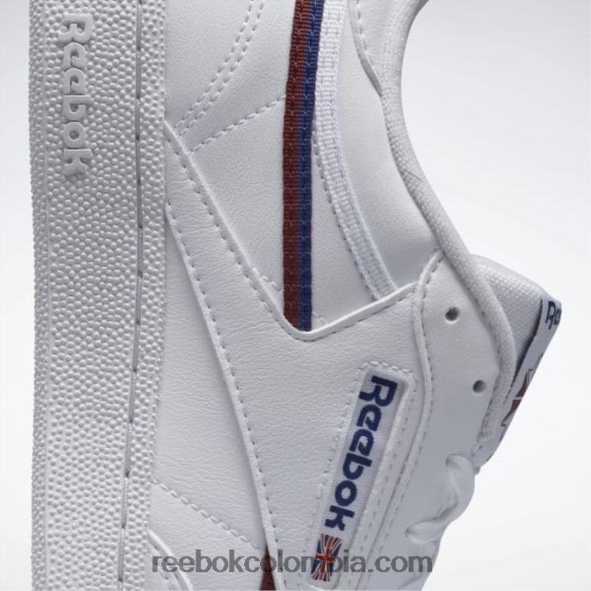 hombres blanco ftwr/cobalto clásico/burdeos clásico zapatillas veganas club c 85 Reebok D260LP1215