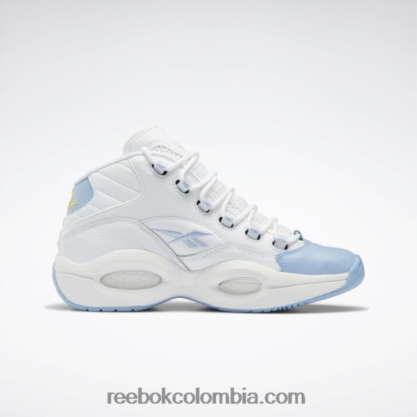 hombres ftwr blanco/azul fluido/amarillo tóxico pregunta mid zapatos de baloncesto Reebok D260LP1028