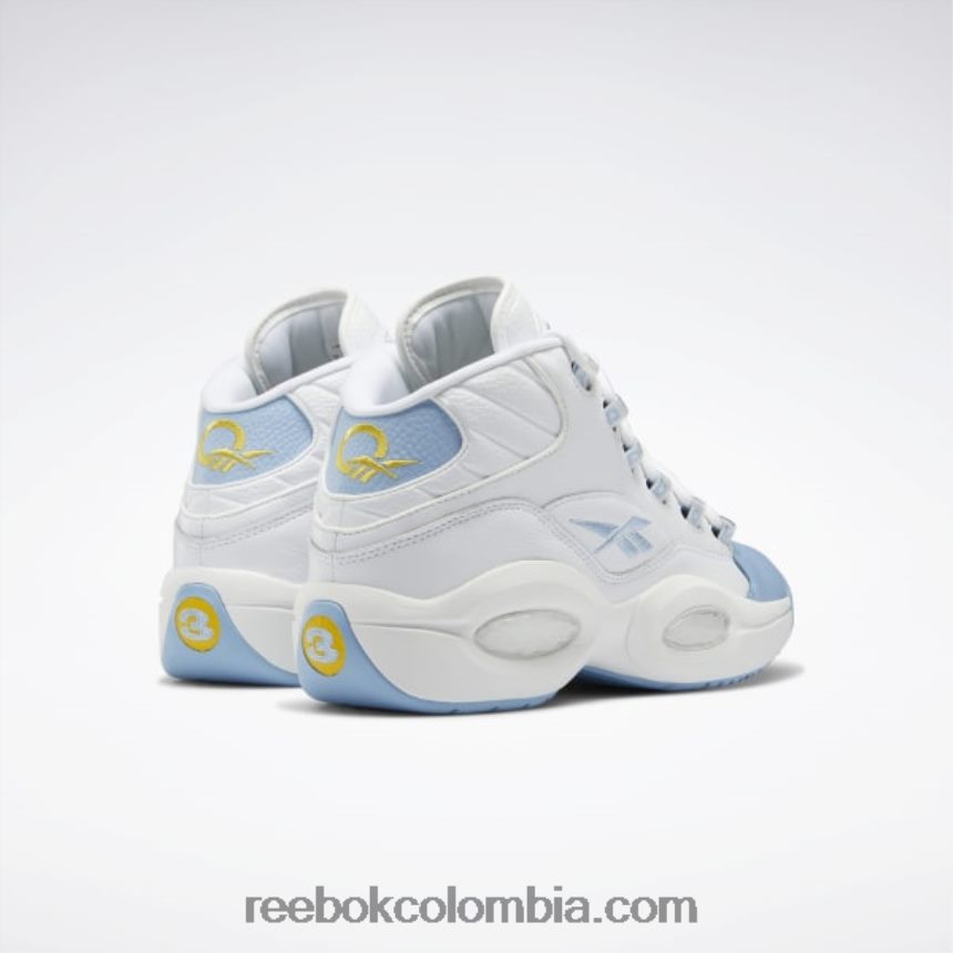 hombres ftwr blanco/azul fluido/amarillo tóxico pregunta mid zapatos de baloncesto Reebok D260LP1028
