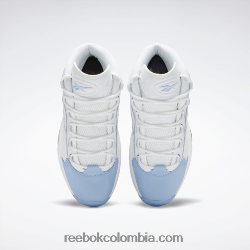 hombres ftwr blanco/azul fluido/amarillo tóxico pregunta mid zapatos de baloncesto Reebok D260LP1028