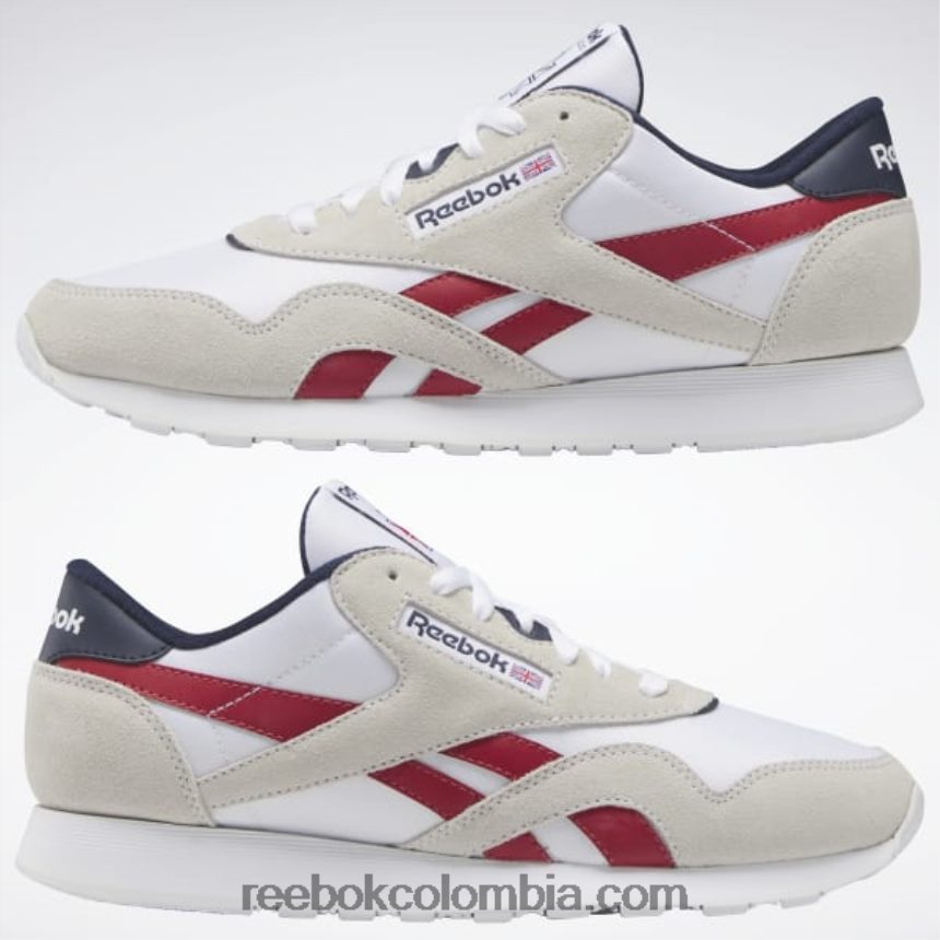 hombres ftwr blanco/flash rojo/vector azul marino zapatos clásicos de nailon para hombre Reebok D260LP1100