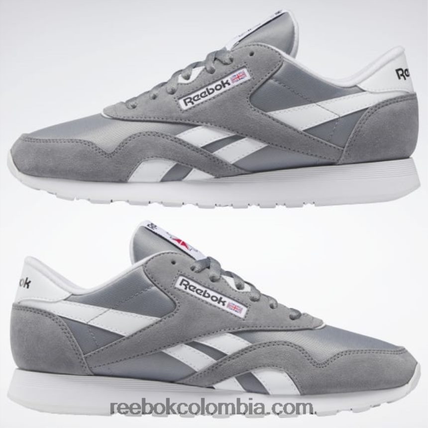 hombres gris puro 5/ftwr blanco zapatos clásicos de nailon para hombre Reebok D260LP1047