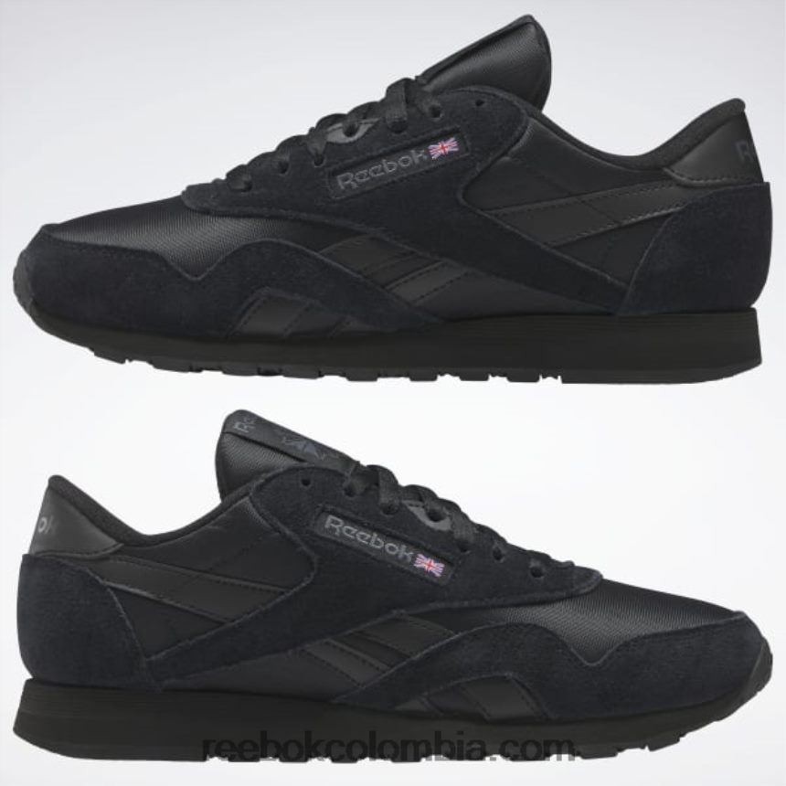 hombres negro núcleo/gris puro 7 zapatos clásicos de nailon para hombre Reebok D260LP1078