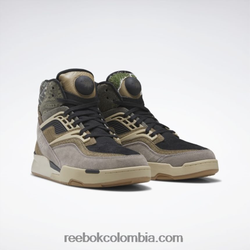 hombres negro núcleo/gris roca/beige utilitario zapatos de baloncesto de los hombres de la bomba tz Reebok D260LP1311