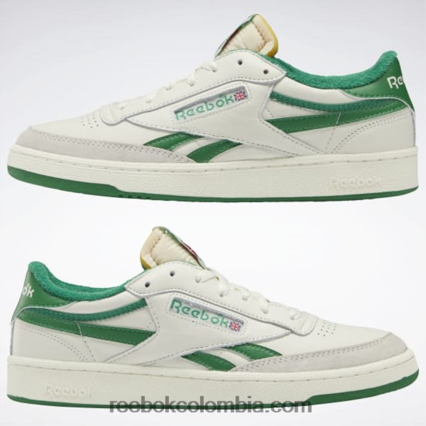 hombres tiza/blanco papel/verde cañada club c venganza de los zapatos de los hombres de la vendimia Reebok D260LP1043