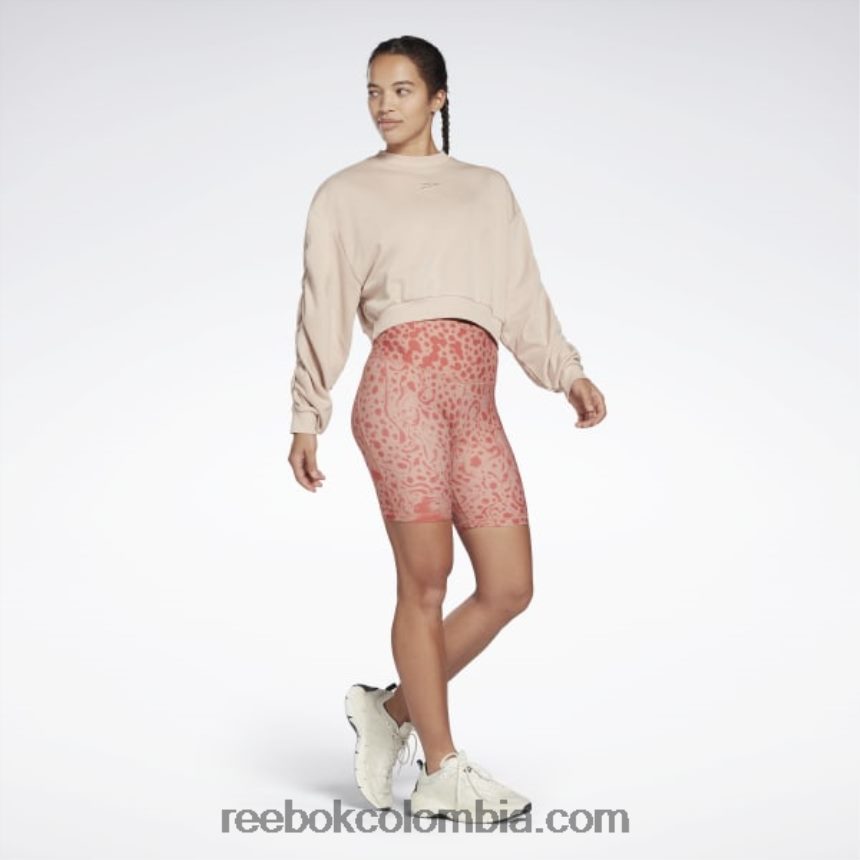 mujer cañón de coral pantalones cortos con estampado de safari moderno de talle alto llamativos lux Reebok D260LP736