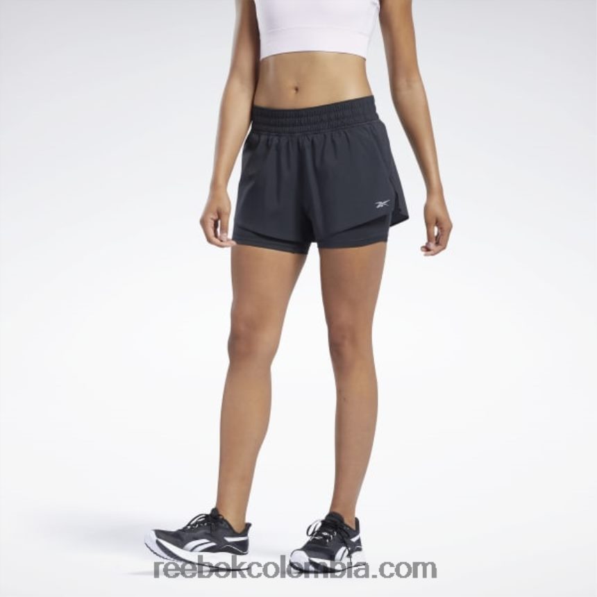 mujer negro pantalones cortos dos en uno para correr Reebok D260LP400