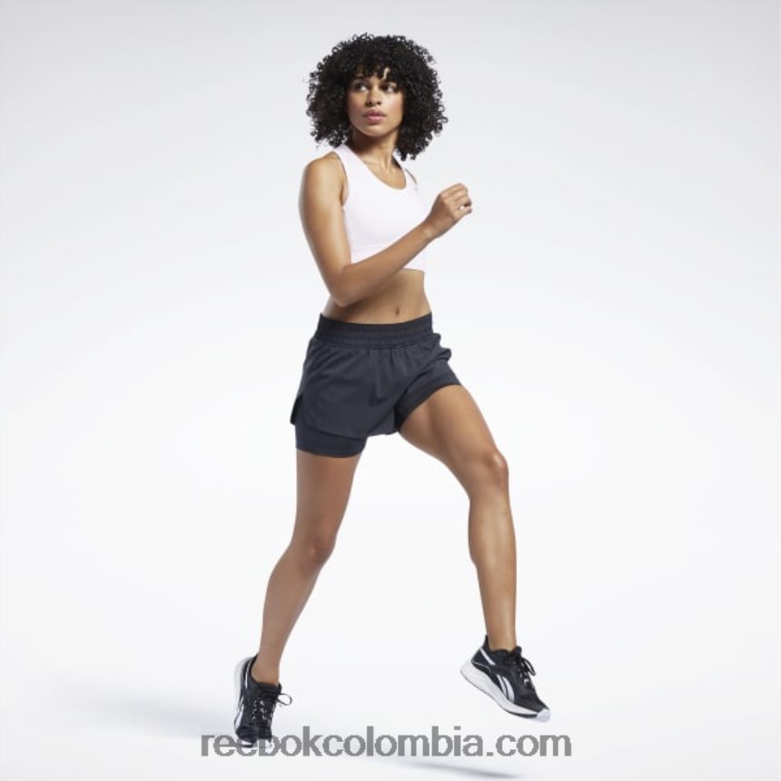 mujer negro pantalones cortos dos en uno para correr Reebok D260LP400