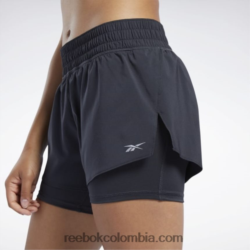 mujer negro pantalones cortos dos en uno para correr Reebok D260LP400