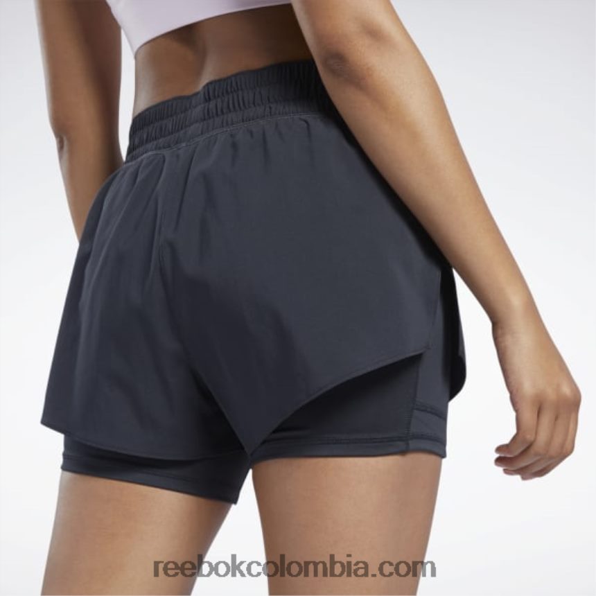mujer negro pantalones cortos dos en uno para correr Reebok D260LP400