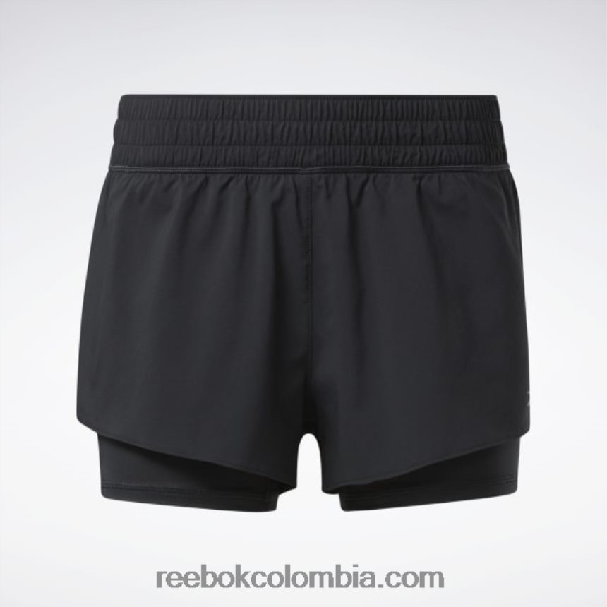 mujer negro pantalones cortos dos en uno para correr Reebok D260LP400