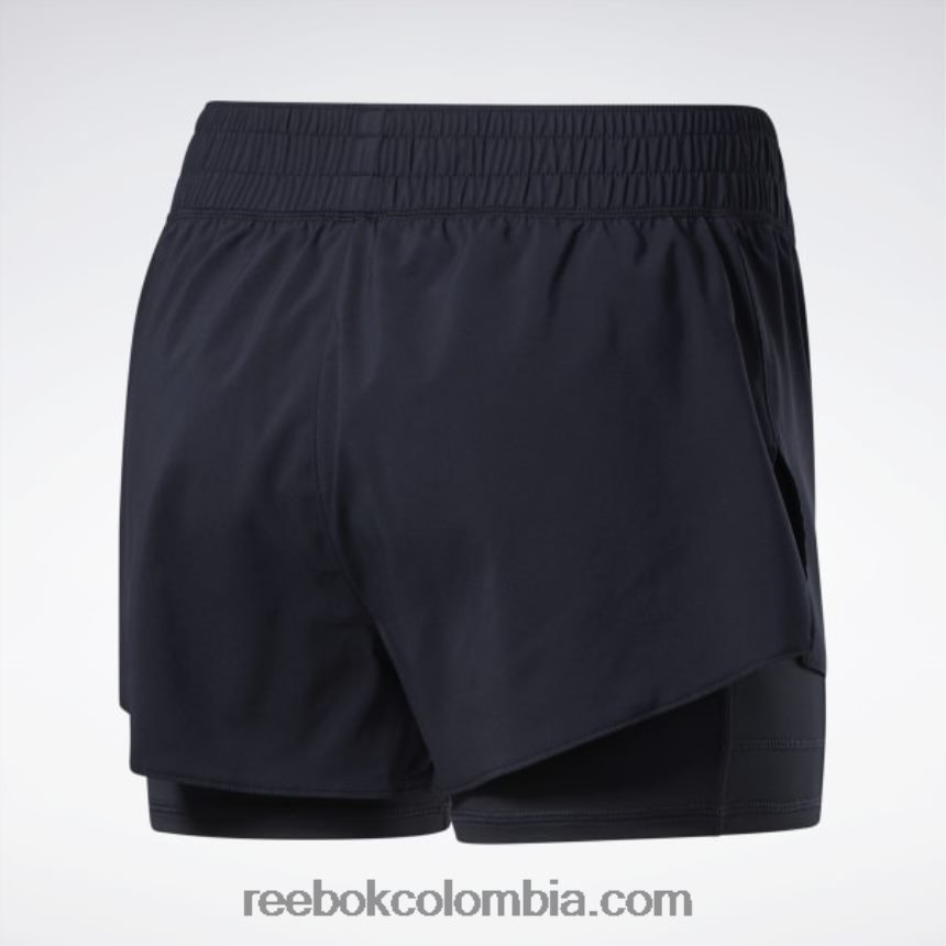 mujer negro pantalones cortos dos en uno para correr Reebok D260LP400