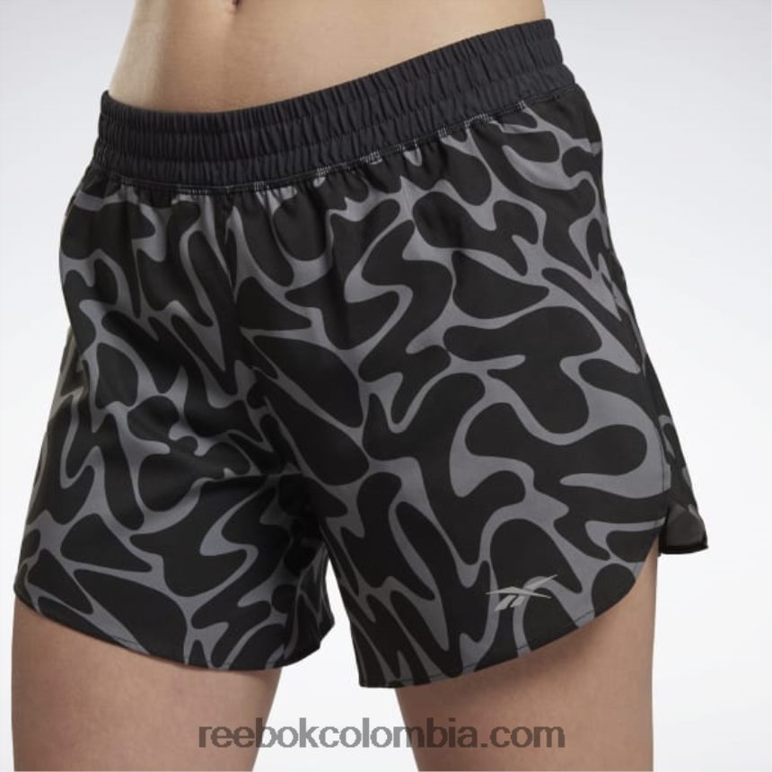 mujer negro pantalones cortos estampados para correr Reebok D260LP948