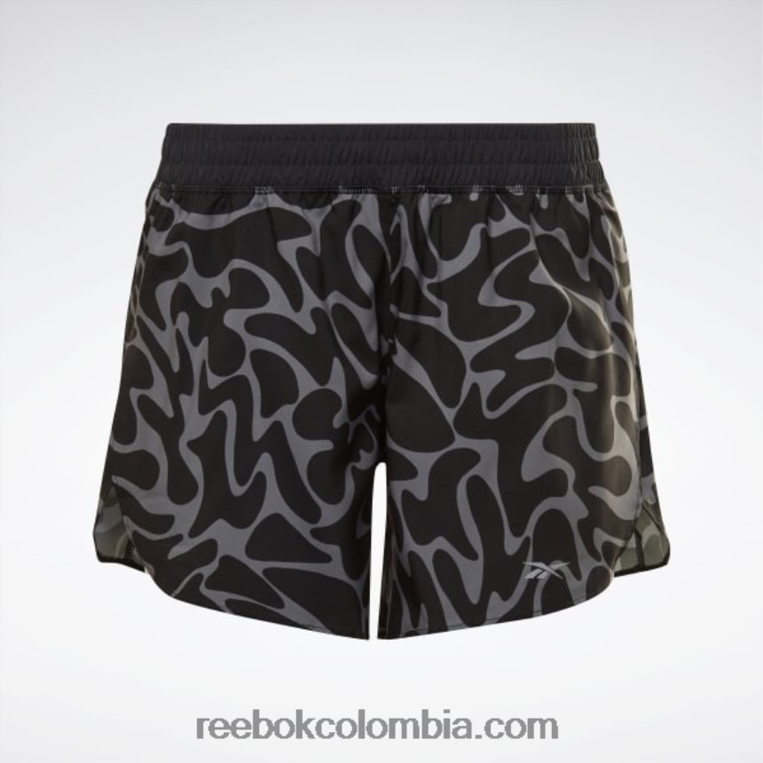 mujer negro pantalones cortos estampados para correr Reebok D260LP948