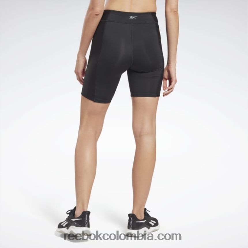 mujer negro shorts de canalé de rendimiento de yoga Reebok D260LP744