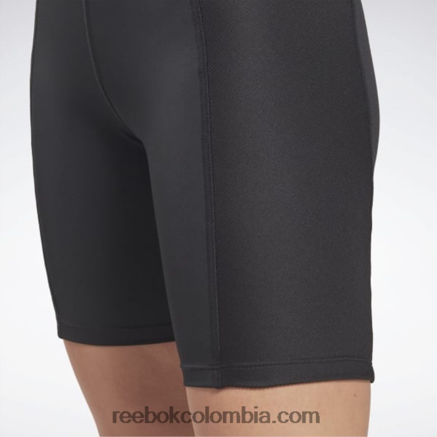 mujer negro shorts de canalé de rendimiento de yoga Reebok D260LP744