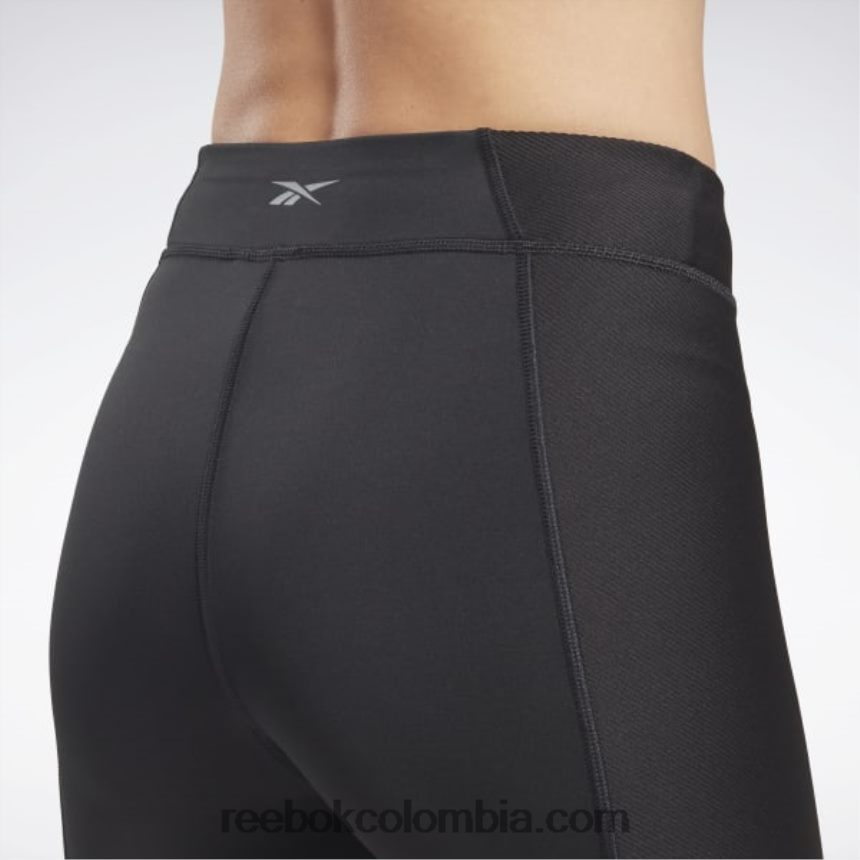 mujer negro shorts de canalé de rendimiento de yoga Reebok D260LP744