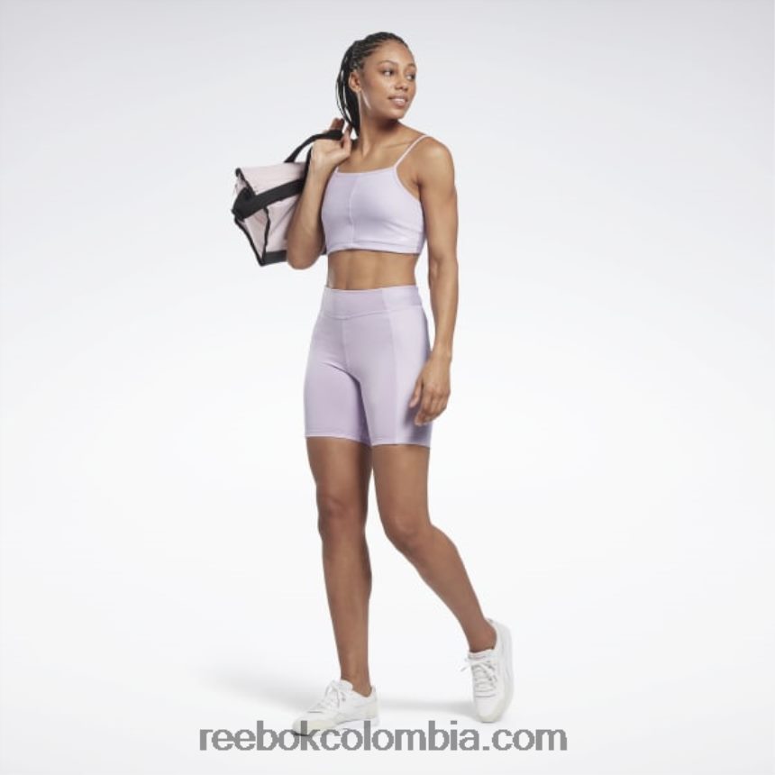 mujer oasis morado shorts de canalé de rendimiento de yoga Reebok D260LP901