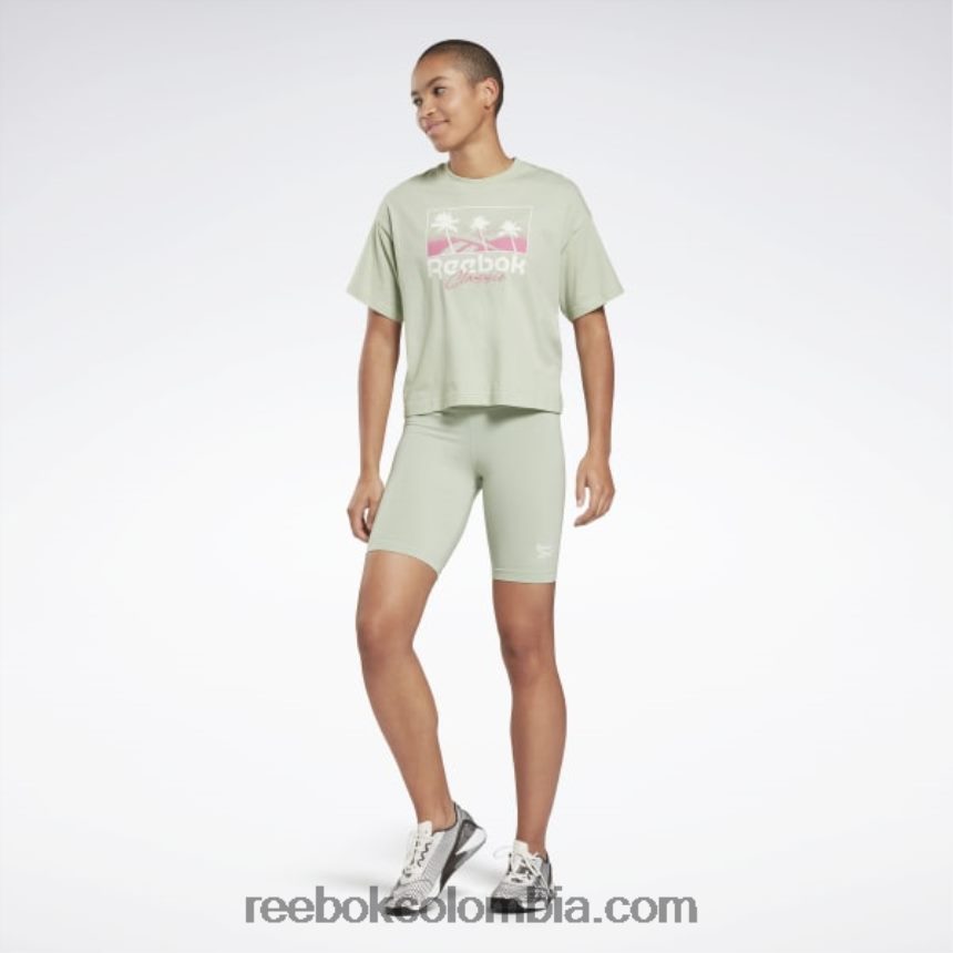 mujer salvia ligera shorts ajustados con logo Reebok D260LP976