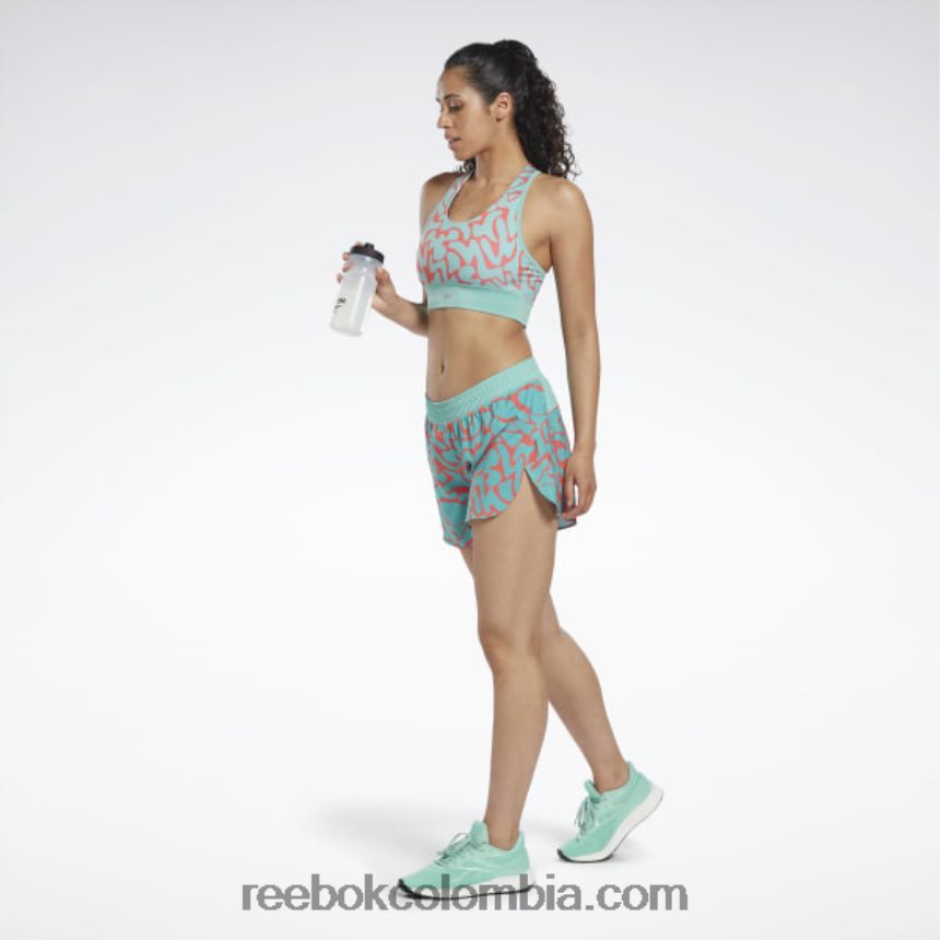 mujer verde azulado semi clásico pantalones cortos estampados para correr Reebok D260LP704