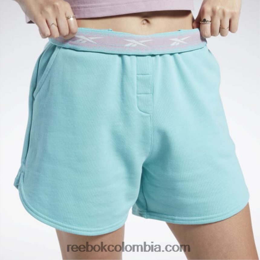 mujer verde azulado semi clásico shorts de punto clásicos Reebok D260LP747