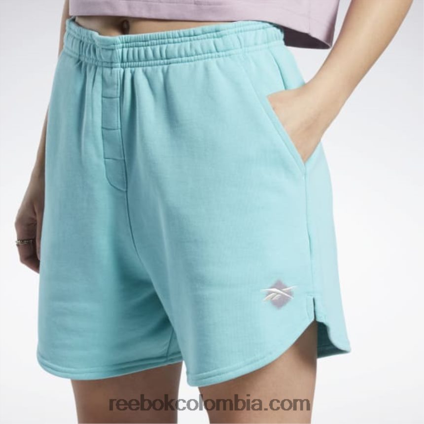 mujer verde azulado semi clásico shorts de punto clásicos Reebok D260LP747