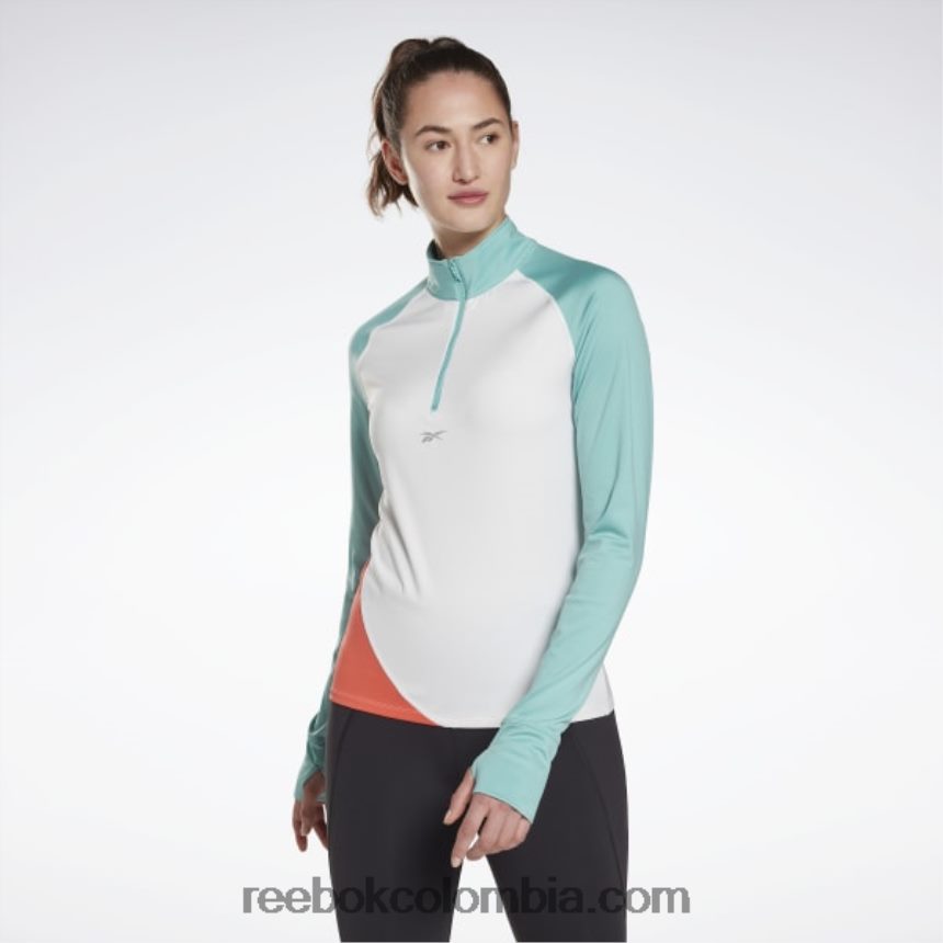 mujer blanco sudadera con cierre de un cuarto Reebok D260LP702