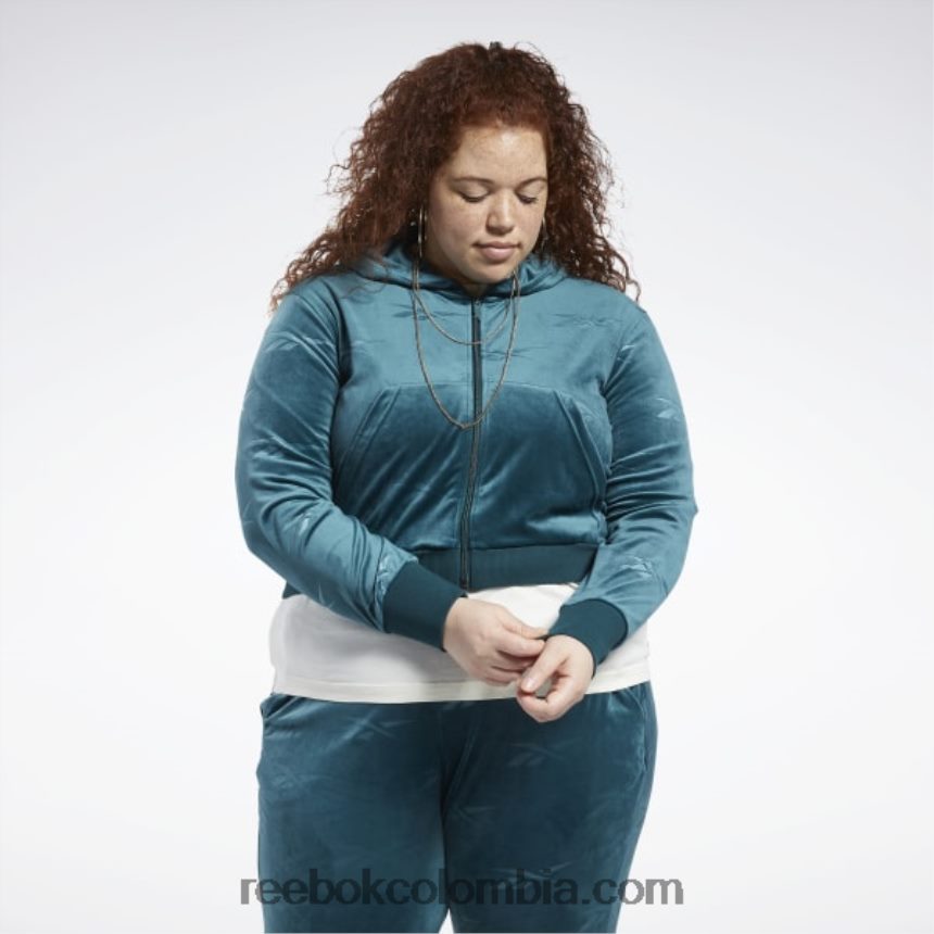 mujer bosque verde sudadera classics energy q4 velour con cremallera (talla grande) Reebok D260LP893