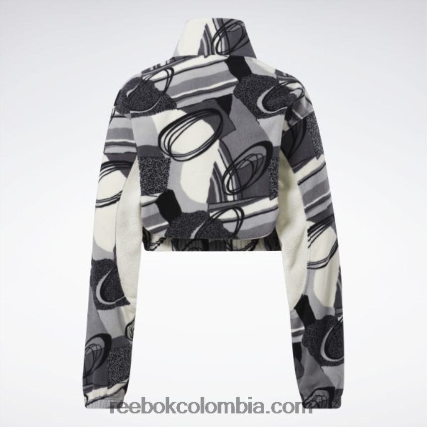 mujer gris puro 5 sudadera clásica con media cremallera y estampado de invierno Reebok D260LP848