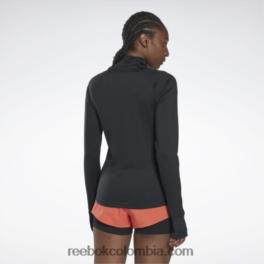 mujer noche negra sudadera con cierre de un cuarto Reebok D260LP740
