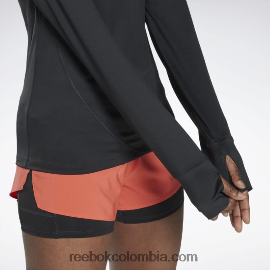 mujer noche negra sudadera con cierre de un cuarto Reebok D260LP740
