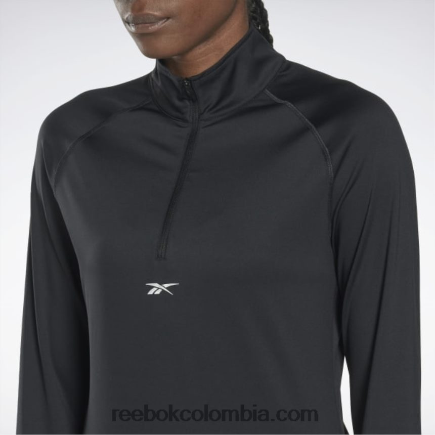 mujer noche negra sudadera con cierre de un cuarto Reebok D260LP740