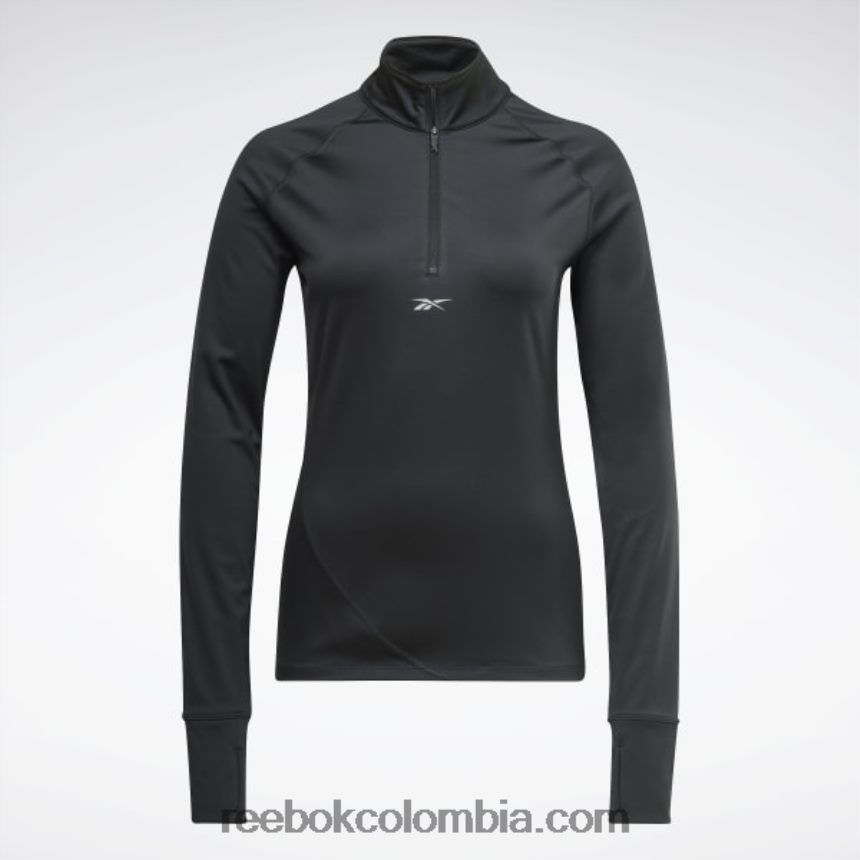 mujer noche negra sudadera con cierre de un cuarto Reebok D260LP740
