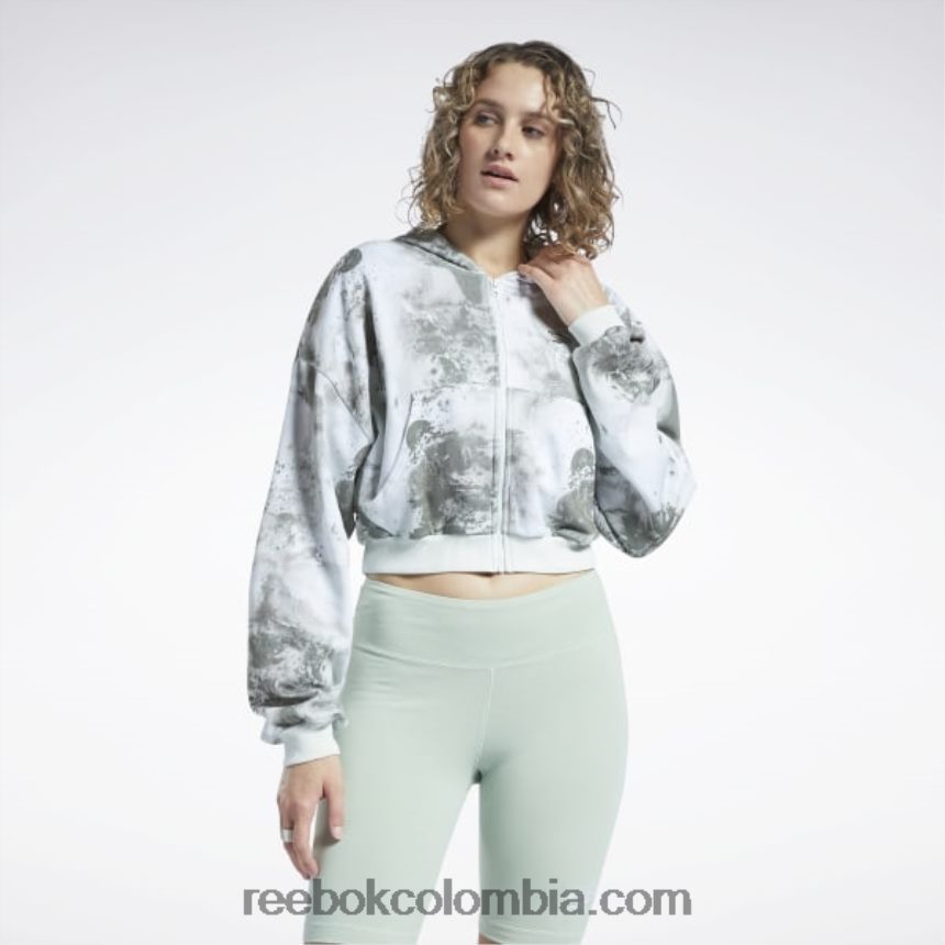 mujer salvia ligera sudadera con cremallera y estampado de salpicaduras de nubes classics Reebok D260LP841