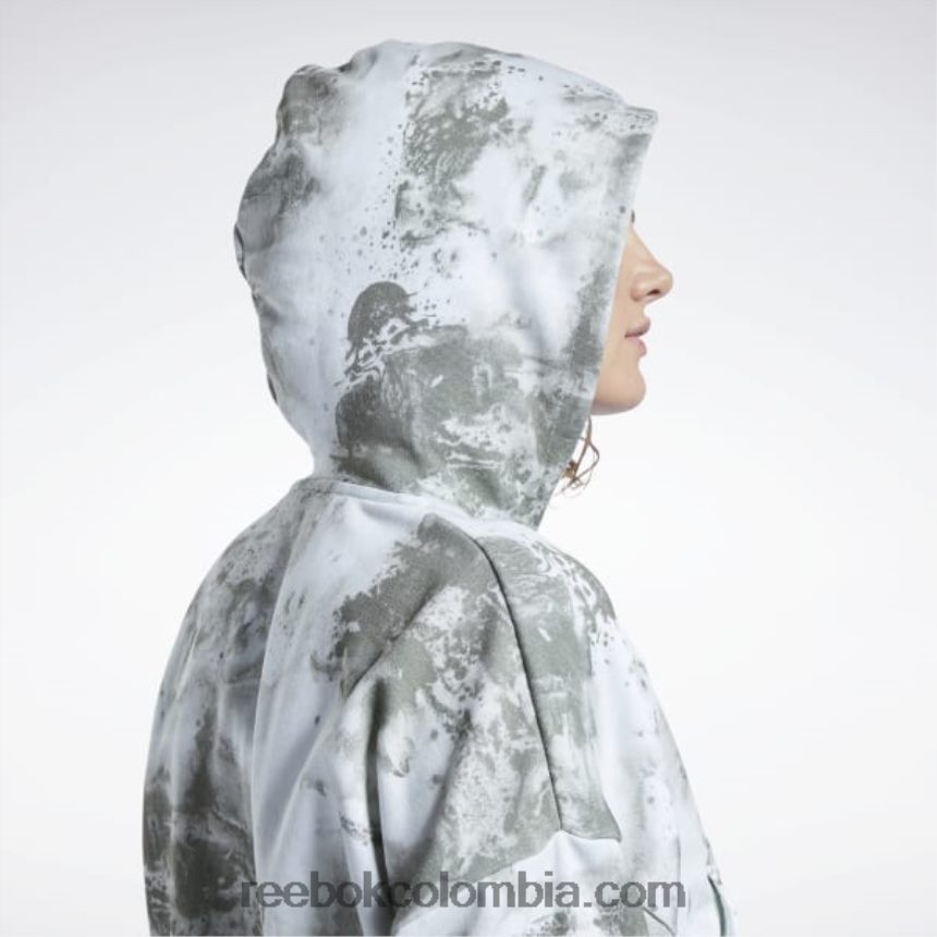 mujer salvia ligera sudadera con cremallera y estampado de salpicaduras de nubes classics Reebok D260LP841