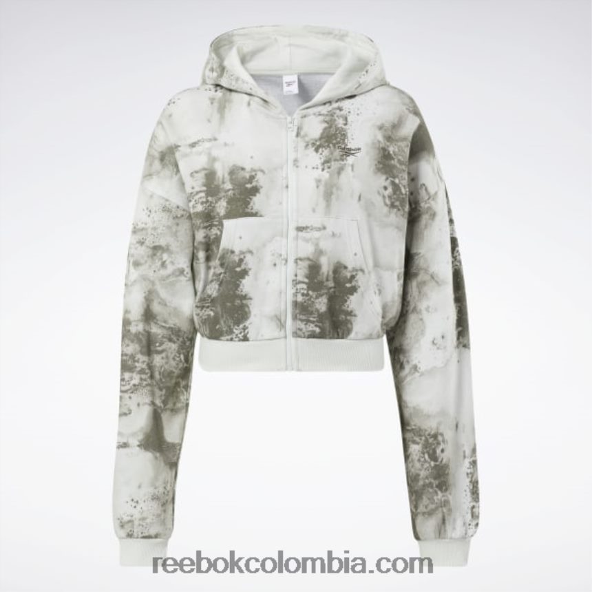 mujer salvia ligera sudadera con cremallera y estampado de salpicaduras de nubes classics Reebok D260LP841