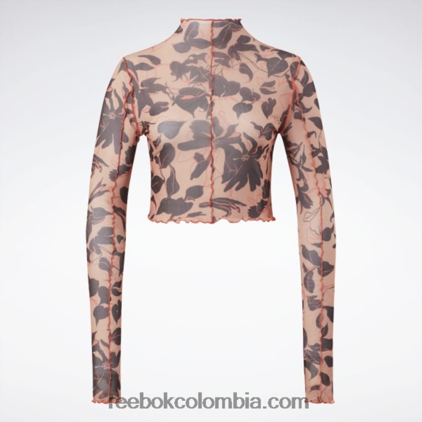 mujer cañón de coral camisa de manga larga de malla con estampado floral floreciente clásico Reebok D260LP706