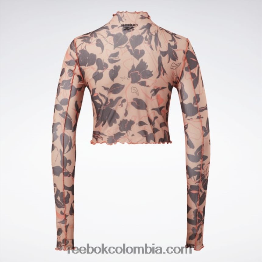 mujer cañón de coral camisa de manga larga de malla con estampado floral floreciente clásico Reebok D260LP706