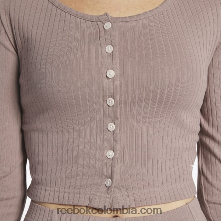mujer gris pardo camisa clásica de manga larga Reebok D260LP563