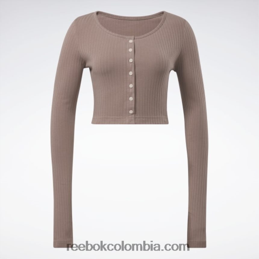 mujer gris pardo camisa clásica de manga larga Reebok D260LP563