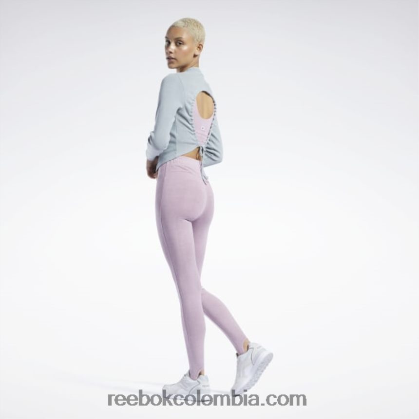 mujer gris puro 3 camisa clásica cruzada de canalé de manga larga con tinte natural Reebok D260LP619