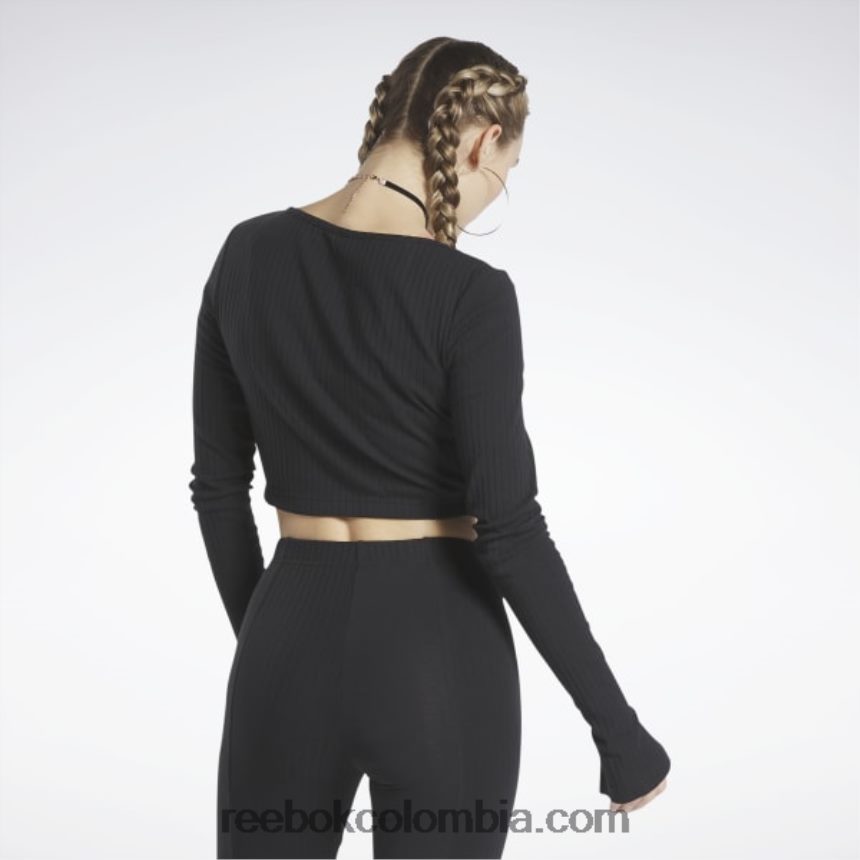 mujer negro camisa clásica de manga larga Reebok D260LP782